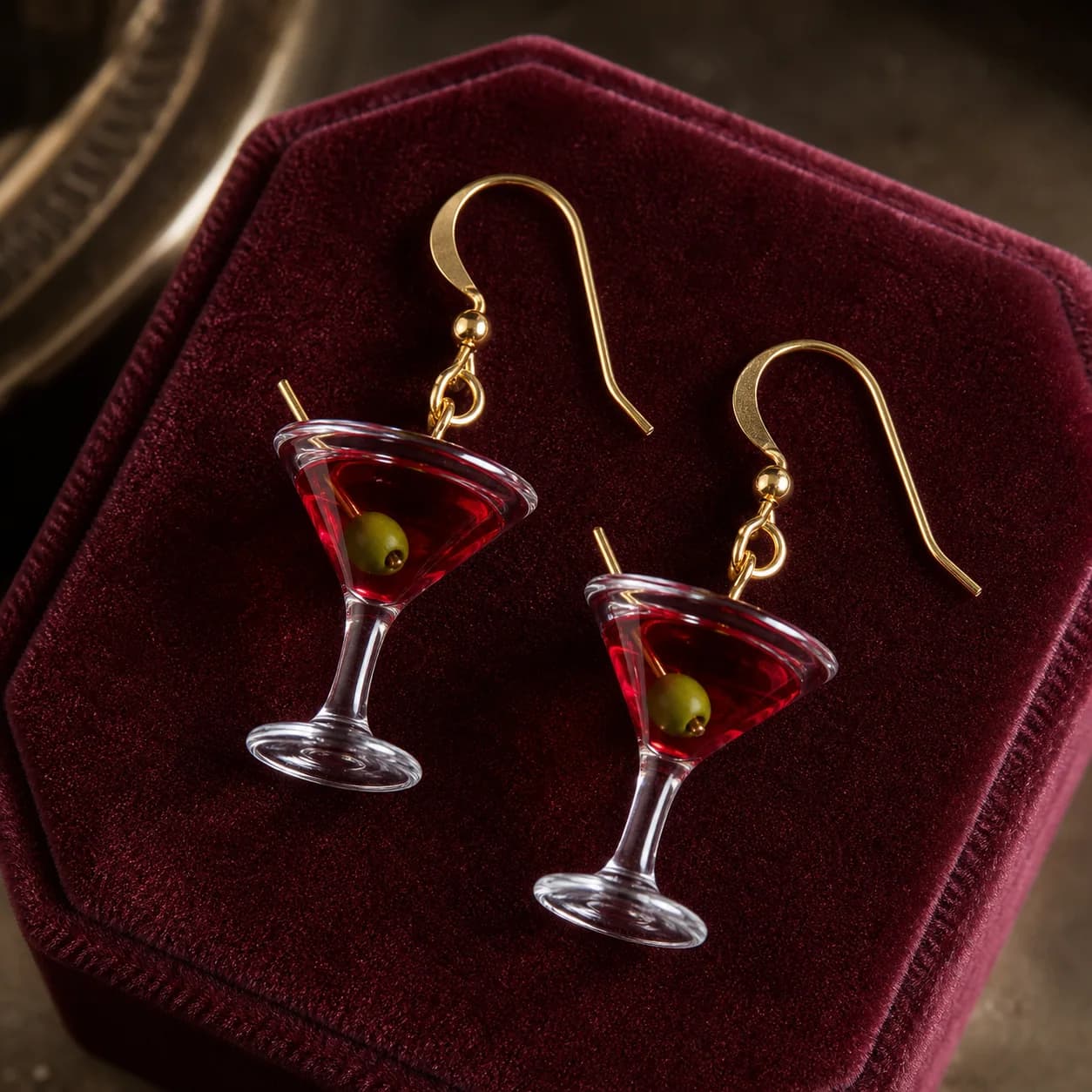 NATTASOUL Champagne & Martini Glass Earring Set
