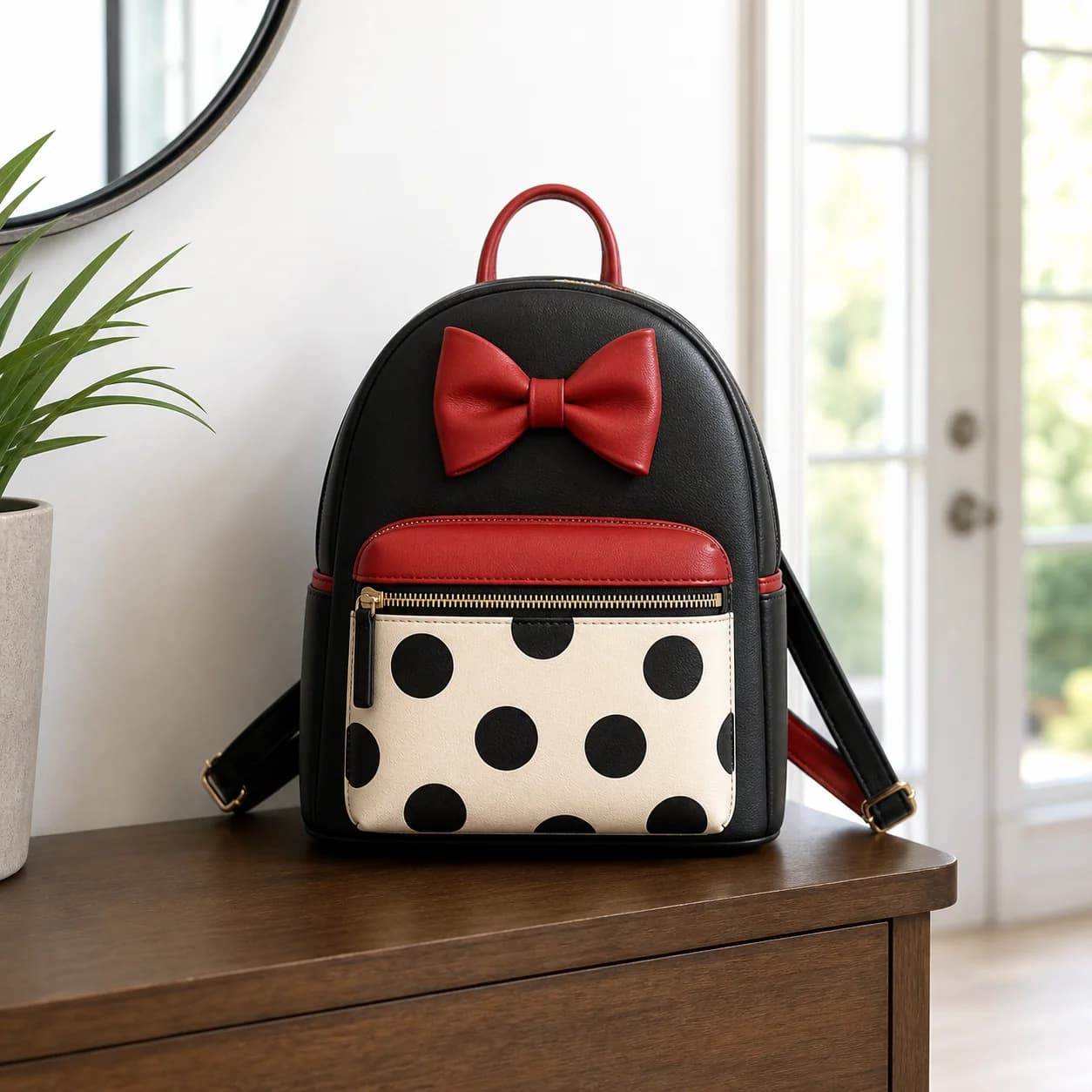 Loungefly Minnie Rock the Dots Coquette Mini Backpack