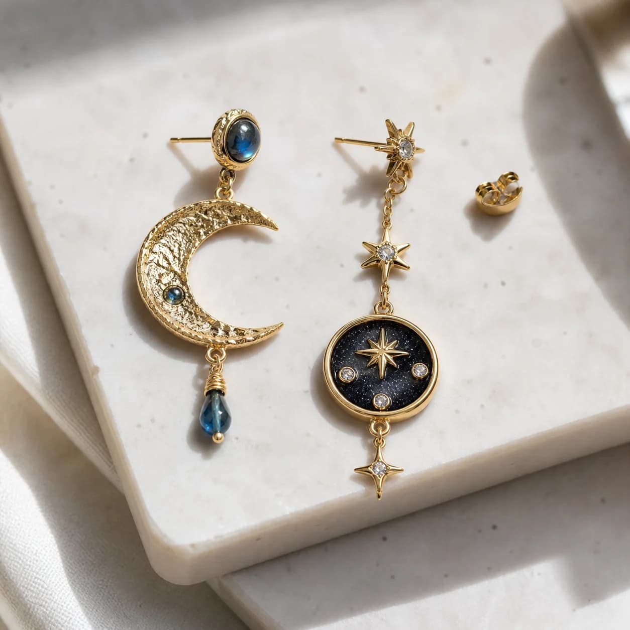 Betsey Johnson Moon and Star Drop Earrings